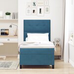 Lit box spring vidaXL avec matelas bleu foncé 100x200 cm velours
