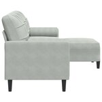 vidaXL Canapé à 3 places avec repose-pieds Gris clair 210 cm Velours