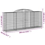 vidaXL Paniers à gabions arqués 12 Pièces 300x50x120/140 cm fer galvanisé