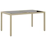vidaXL Ensemble à manger de jardin 5 Pièces Rotin verre trempé Beige