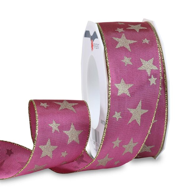 Ruban de soie acetate avec étoiles  arktis 20-m-rouleau 40 mm