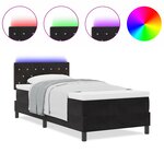 Lit Box Spring vidaXL avec Matelas et LED Noir 90x190 cm Velours