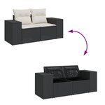 Ensemble de canapé de jardin en 10 pièces avec coussins en poly rotin noir acacia