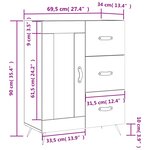 vidaXL Buffet blanc 69 5x34x90 cm bois d'ingénierie