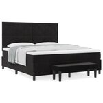vidaXL Lit box spring avec matelas et banc Noir 180x200 cm Velours