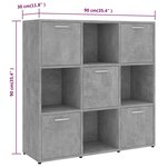 vidaXL Bibliothèque Gris béton 90x30x90 cm Bois d’ingénierie