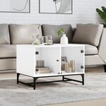 vidaXL Table basse avec portes en verre blanc 68 5x50x50 cm