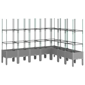 vidaXL Jardinière avec treillis gris clair 200x160x142 5 cm PP