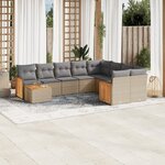 vidaXL Salon de jardin avec coussins 10 Pièces beige résine tressée