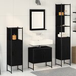 vidaXL Ensemble de meubles de salle de bain 4 pièces en chêne noir - Bois d'ingénierie