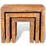 vidaXL Table gigogne 3 Pièces Bois massif de manguier