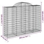 vidaXL Paniers à gabions arqués 9 Pièces 200x50x140/160 cm Fer galvanisé