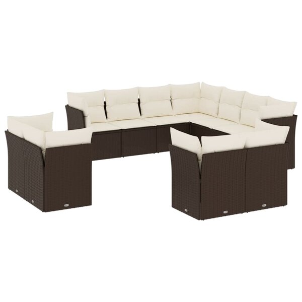 vidaXL Salon de jardin et coussins 11 Pièces marron résine tressée