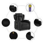 vidaXL Fauteuil inclinable de massage Noir Similicuir