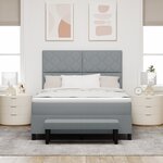 vidaXL Lit à ressort avec matelas et banc Gris clair 160x200 cm Tissu