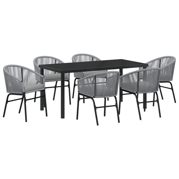 vidaXL Set de jardin 7 pièces Gris Résine Poly