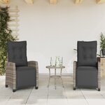 vidaXL Chaises inclinables de jardin lot de 2 et repose-pied rotin