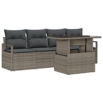 Ensemble de canapé de jardin 5 pièces avec coussins gris