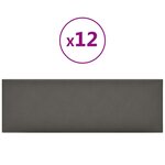 vidaXL Panneaux muraux 12 Pièces Gris 90x30 cm Similicuir 3 24 m²
