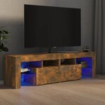 vidaXL Meuble TV avec lumières LED Chêne fumé 140x36 5x40 cm