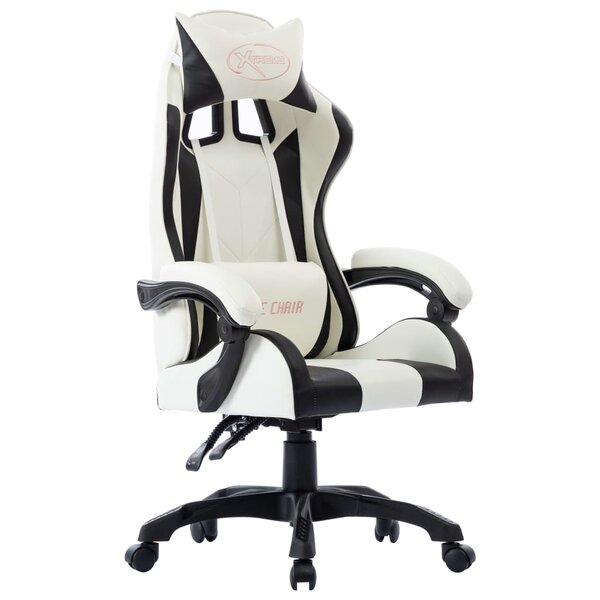 vidaXL Fauteuil de jeux vidéo Blanc Similicuir