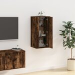 vidaXL Meuble TV mural Chêne fumé 40x34 5x80 cm