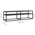 vidaXL Meuble TV marbre noir 140x40x40 5 cm verre trempé