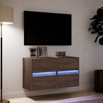 vidaXL Meubles TV muraux lumières LED 2 Pièces chêne marron 41x31x45 cm