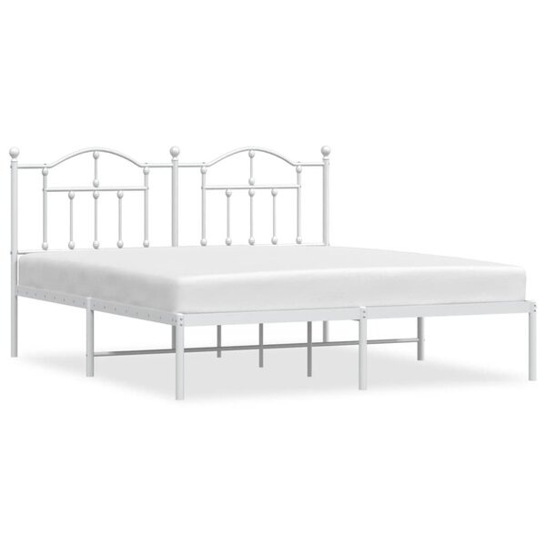 vidaXL Cadre de lit métal sans matelas et tête de lit blanc 160x200 cm