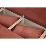 Banquette convertible 3 places MIKA - Velours côtelé Terracotta - Coffre de rangement - 192 x 84 x 93 cm