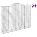 vidaXL Paniers à gabions arqués 6 Pièces 300x50x220/240 cm fer galvanisé