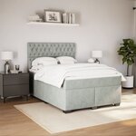 vidaXL Sommier à lattes de lit et matelas Gris clair 140x190cm Velours