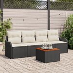 Ensemble de Canapés de Jardin 5 Pièces en Rattan Poly Noir
