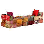 vidaXL Pouf modulaire à 3 places Patchwork Tissu