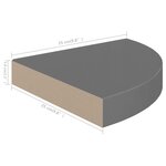 vidaXL Étagères d'angle flottantes 4 Pièces gris brillant 25x25x3 8cm MDF
