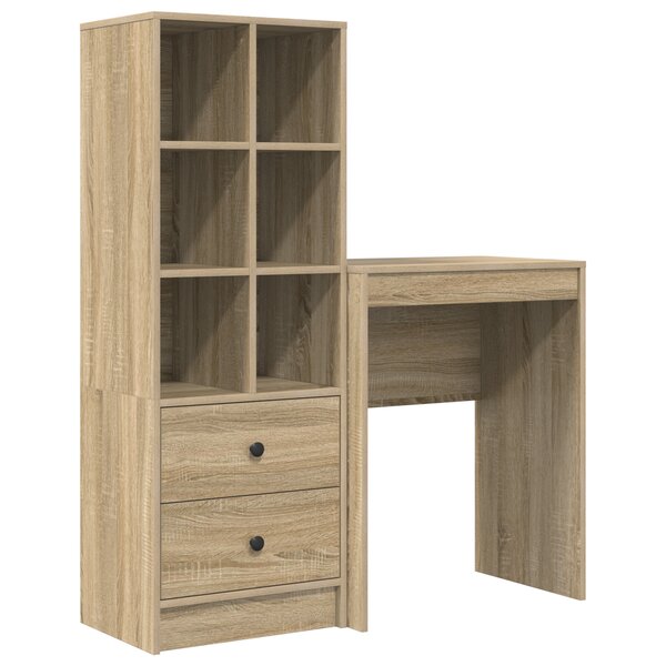 vidaXL Bureau avec rangement en chêne sonoma en bois d'ingénierie