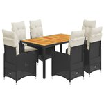 vidaXL Ensemble de bistro de jardin 7 Pièces coussins noir poly rotin