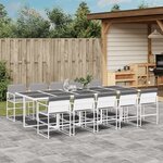 vidaXL Ensemble à manger de jardin avec coussins 11Pièces blanc textilène