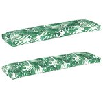 vidaXL Coussins de palette pour banc 2 Pièces Motif de feuilles 150x40x8 cm Tissu Oxford