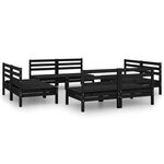 Salon de jardin meuble d'extérieur ensemble de mobilier 8 pièces noir bois de pin massif 02_0017869