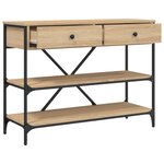 vidaXL Table console avec tiroirs et étagères chêne sonoma