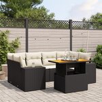 vidaXL Salon de jardin 7 Pièces avec coussins noir résine tressée