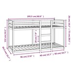 vidaXL Lit superposé sans matelas blanc 80x200 cm bois de pin massif
