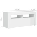 vidaXL Meuble TV avec lumières LED blanc brillant 90x35x40 cm