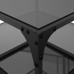 vidaXL Table basse avec dessus en verre noir 50x50x45 cm acier