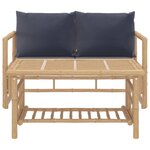 Salon de jardin meuble d'extérieur ensemble de mobilier 2 pièces avec coussins gris foncé bambou 02_0015890