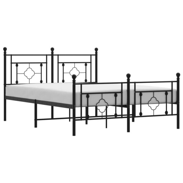 vidaXL Cadre de lit métal sans matelas avec pied de lit noir 140x200cm