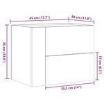 vidaXL Tables de chevet murales 2 Pièces sonoma gris 45x30x35 cm