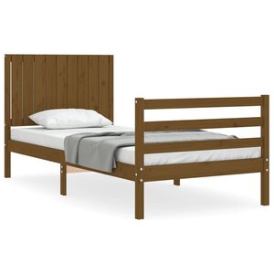 vidaXL Cadre de lit tête de lit marron miel 90x200 cm bois massif