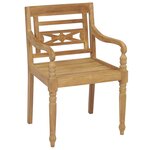 vidaXL Chaises Batavia 2 Pièces avec coussins à carreaux gris Teck massif
